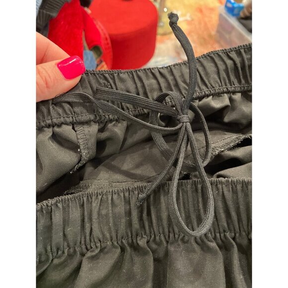 Jerzees Black White Stripe Pull On Drawstring Track Pants Sz L - Picture 5 of 8